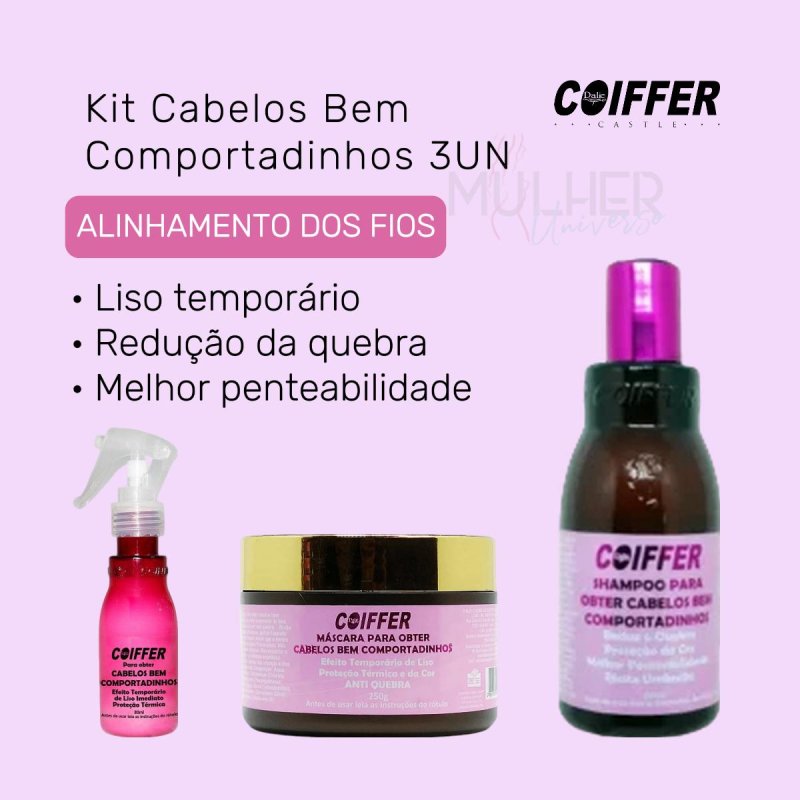 Kit Cliente Cabelos Bem Comportadinhos Coiffer (3 unidades)