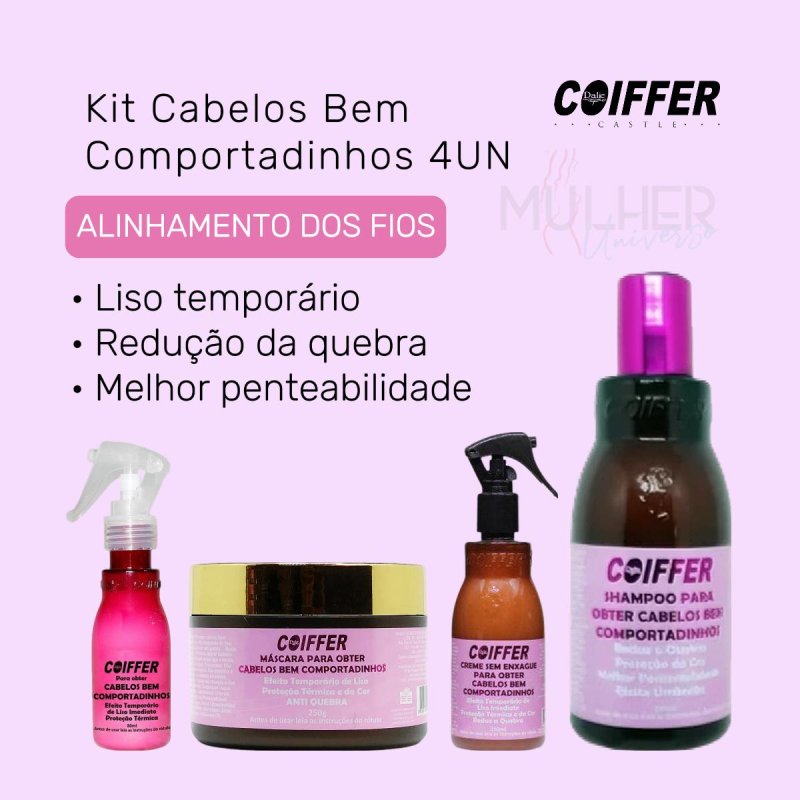 Kit Cliente Cabelos Bem Comportadinhos Coiffer (4 unidades)