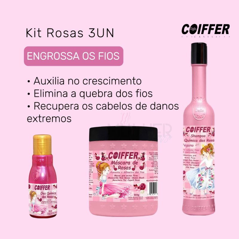 Kit Cliente Química das Rosas Coiffer 3 unidades