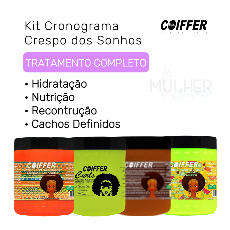 Kit Cronograma Capilar Crespo dos Sonhos Coiffer 4 Unidades