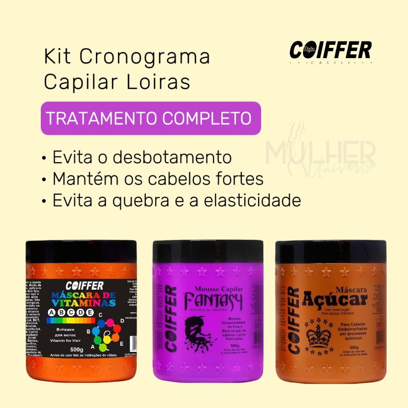 Kit Cronograma Capilar Loiras Coiffer Tratamento Completo