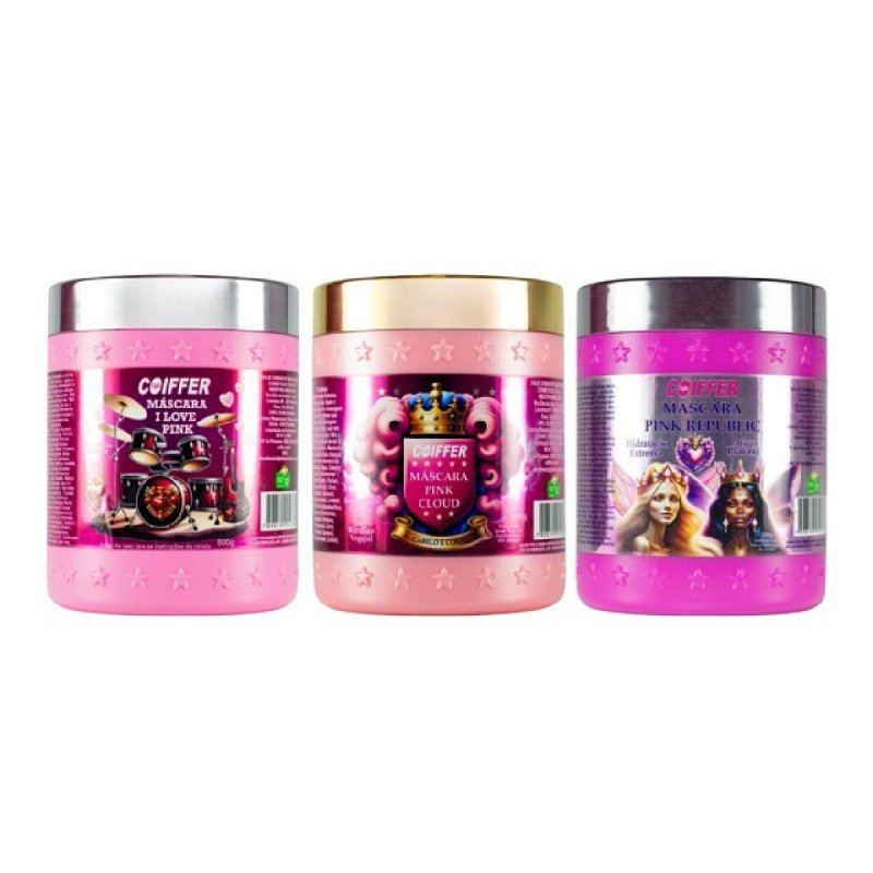 Kit Cronograma Capilar Pink Rose Coiffer 3 Unidades