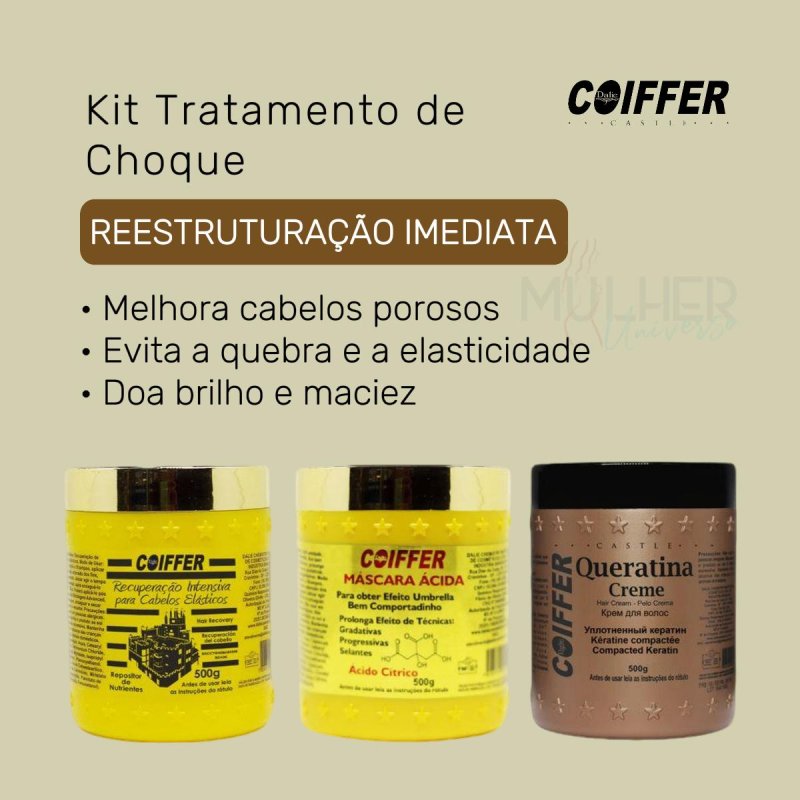 Kit Cronograma Tratamento de Choque Coiffer Cabelos Danificados