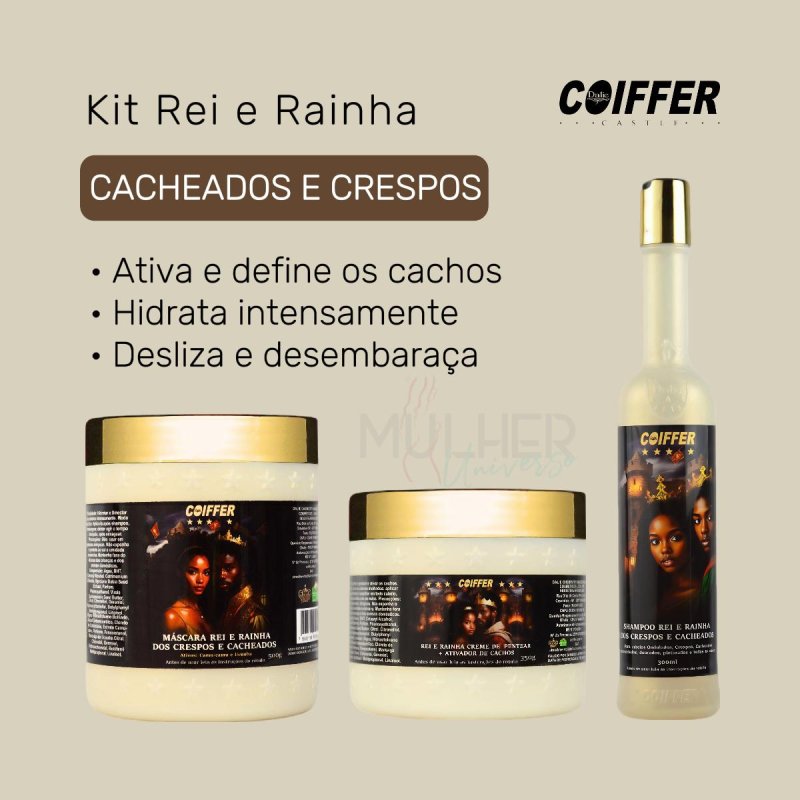 Kit Rei e Rainha dos Crespos e Cacheados Coiffer