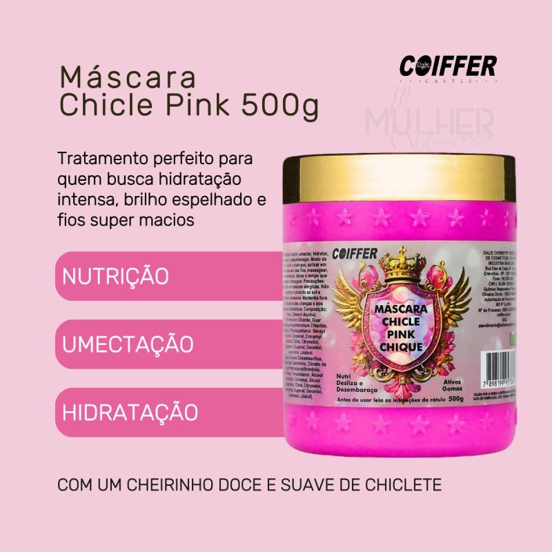 Máscara Chicle Pink Chique Coiffer 500g