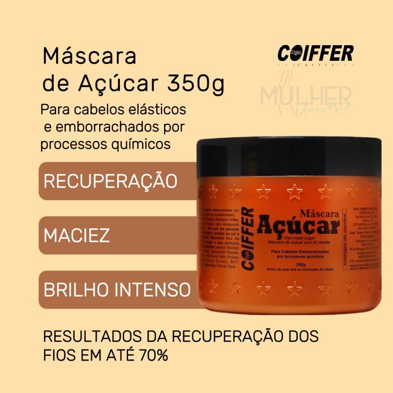 Máscara De Açúcar Coiffer 350g Cabelos Emborrachados