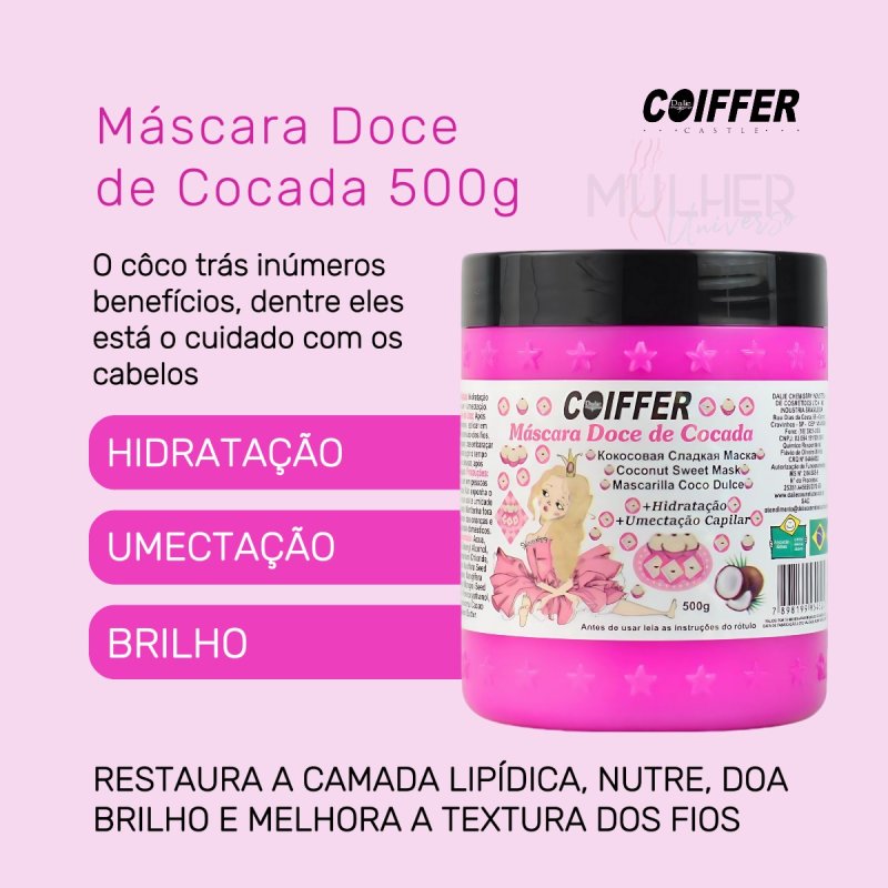 Máscara Doce De Cocada Coiffer 500g Hidratação e Umectação