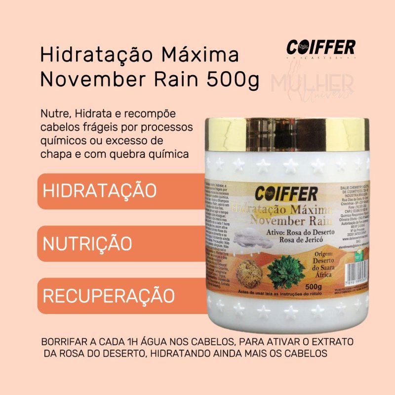 Máscara Hidratação Máxima November Rain Coiffer 500g