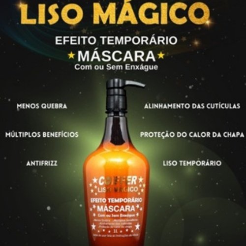 Máscara Liso Mágico Temporário Coiffer 1L Liso Temporário e Antifrizz