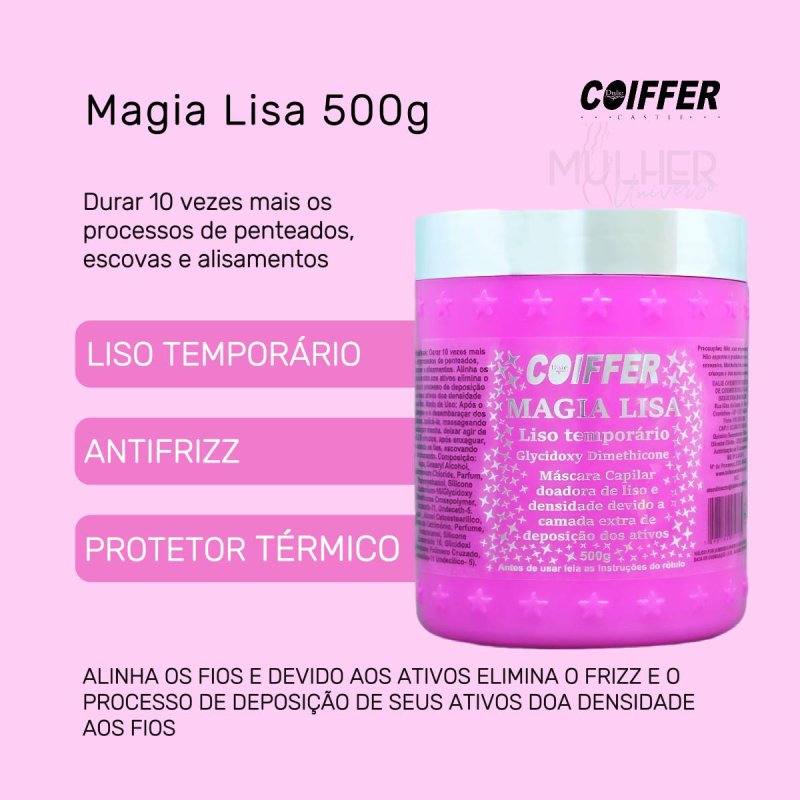 Máscara Magia Lisa Coiffer 500g Liso Impecável e Sem Frizz