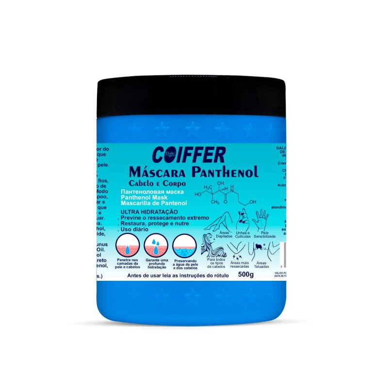 Máscara Panthenol Coiffer 500g Ultra Hidratação Cabelo e Corpo