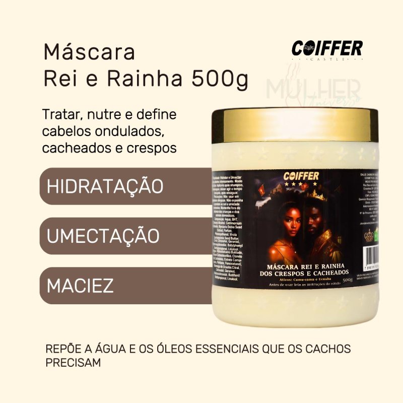 Máscara Rei e Rainha dos Crespos e Cacheados Coiffer 500g