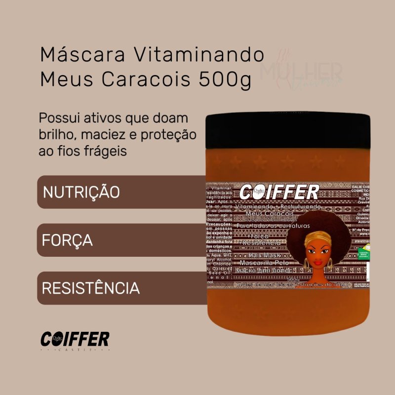 Máscara Vitaminando + Restruturando Meus Caracóis Coiffer 500g