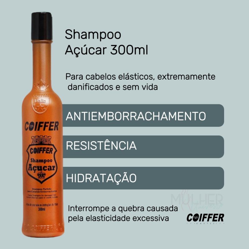Shampoo de Açúcar Coiffer 300ml Cabelos Emborrachados e Danificados