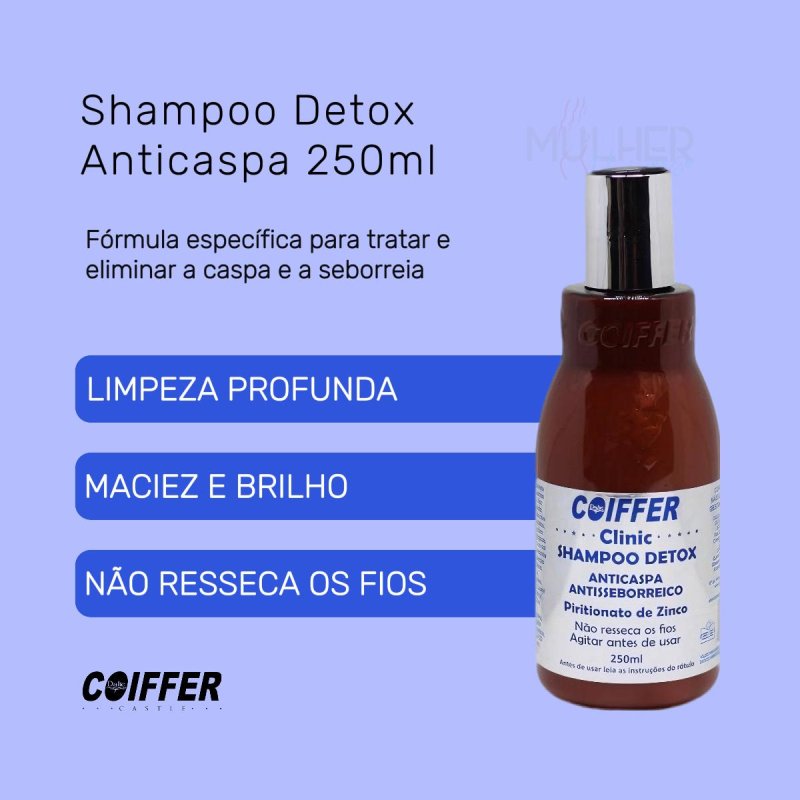 Shampoo Detox Anticaspa Coiffer 250ml Cabelos Oleosos e com Caspa
