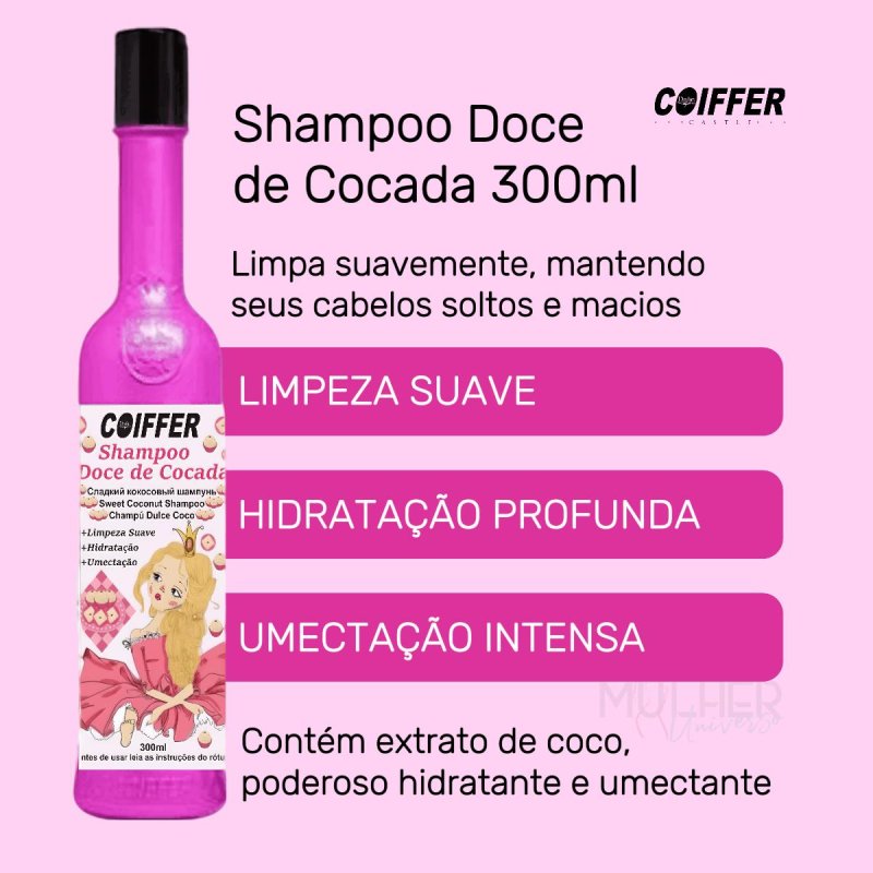 Shampoo Doce De Cocada Coiffer 300ml Hidratação e Umectação