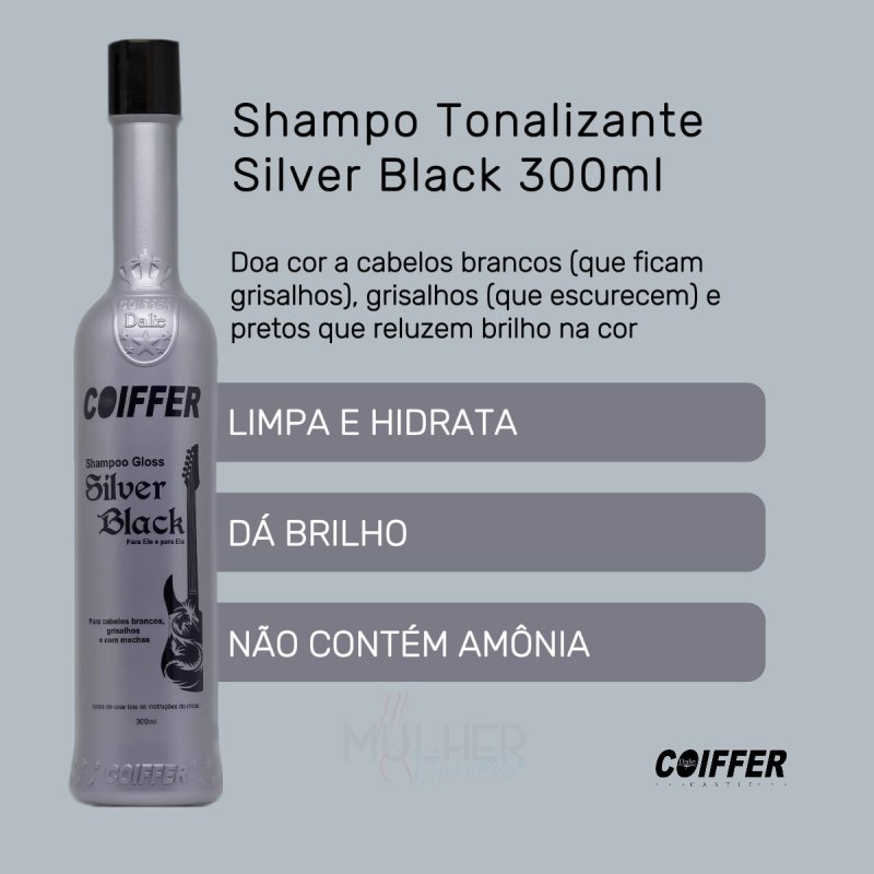 Shampoo Tonalizante Silver Black 300ml Coiffer